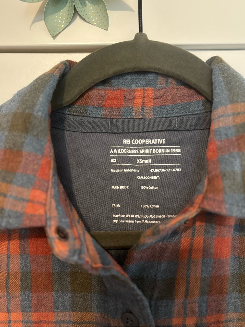 REI Plaid Flannel Shirt in Blue, Orange, Brown